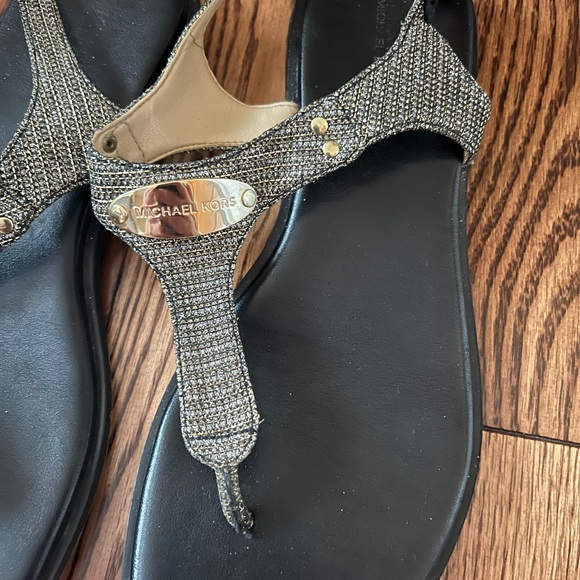 Michael Kors sandals, gold and black sparkly, size 7.5 - Picture 2 of 5